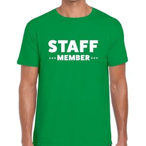 Staff member tekst t-shirt groen heren - evenementen crew / personeel shirt