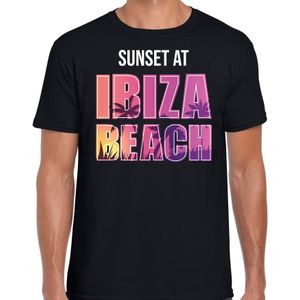 Sunset beach t-shirt / shirt Sunset at Ibiza Beach voor heren - zwart - Beach party outfit / kleding/ verkleedkleding/ carnaval shirt