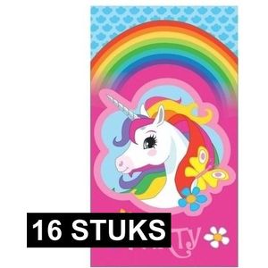 16x Eenhoorn/unicorn themafeest uitnodigingen  - kinderfeestje uitnodigingen