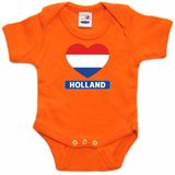 Oranje rompertje Holland hart vlag baby - oranje babykleding