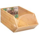 5Five Stapelbare opbergmand 1 vaks organizer - 2x - L18 x B31 x H12 cm - bamboe hout - lichtbruin