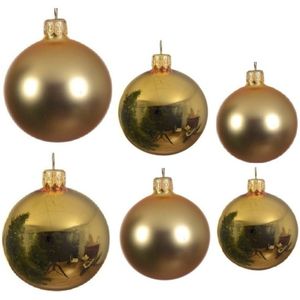 Compleet glazen kerstballen pakket goud glans/mat 26x stuks - 10x 6 cm - 12x 8 cm - 4x 10 cm
