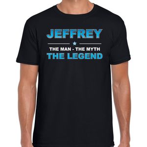 Naam cadeau Jeffrey - The man, The myth the legend t-shirt  zwart voor heren - Cadeau shirt voor o.a verjaardag/ vaderdag/ pensioen/ geslaagd/ bedankt
