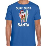 Surf dude Santa fun Kerstshirt / Kerst t-shirt blauw voor heren - Kerstkleding / Christmas outfit