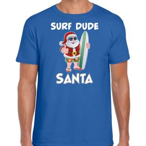 Surf dude Santa fun Kerstshirt / Kerst t-shirt blauw voor heren - Kerstkleding / Christmas outfit