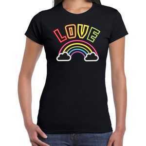 Bellatio Decorations Gay Pride shirt - love - regenboog - dames - zwart