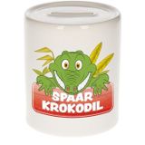 Kinder spaarpot met spaar krokodil opdruk - keramiek - krokodillen spaarpotten