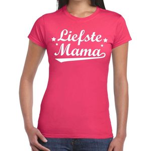 Liefste mama cadeau t-shirt fuchsia roze dames - kado shirt voor moeders