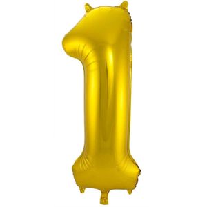 Folat Folie cijfer ballon - 86 cm goud - cijfer 1 - verjaardag leeftijd