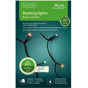 Kerstverlichting twinkle op batterij gekleurd buiten 96 lampjes - boomverlichting