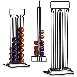 Houder voor 36 koffiecapsules staal mat zwarts-sCapsulehouders-s36 capsules