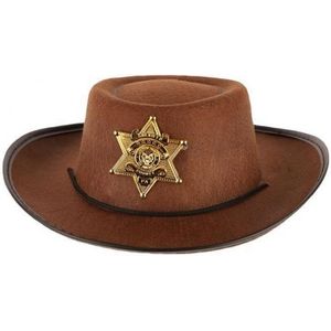 Stoere bruine cowboy sheriff hoed voor kinderen