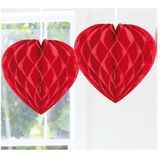 Set van 4x stuks valentijn/Liefde thema papieren hartje rood 30 cm - Feestartikelen/versiering/decoratie