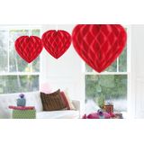 Set van 4x stuks valentijn/Liefde thema papieren hartje rood 30 cm - Feestartikelen/versiering/decoratie