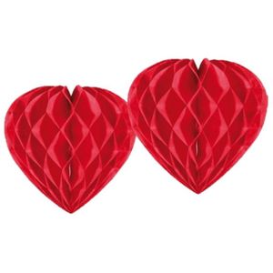 Set van 4x stuks valentijn/Liefde thema papieren hartje rood 30 cm - Feestartikelen/versiering/decoratie