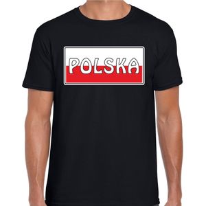 Polen / Polska landen t-shirt zwart heren - Polen landen shirt / kleding - EK / WK / Olympische spelen outfit