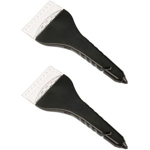 2x stuks multifunctionele ijskrabber zwart met LED verlichting - Noodhamer - Gordelsnijder - Auto accessoires