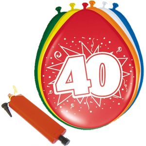 Folat - Verjaardag ballonnen pakket 40 jaar - 32x stuks met ballonpomp