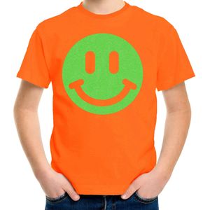 Bellatio Decorations T-shirt voor jongens - smiley - oranje  -  kinderen