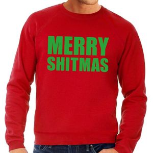 Foute kersttrui / sweater Merry Shitmas rood voor heren - Kersttruien