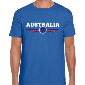 Australie / Australia landen t-shirt met Australische vlag blauw heren - landen shirt / kleding - EK / WK / Olympische spelen outfit