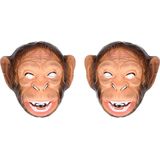 Set van 4x stuks plastic apen/aap/chimpansee dieren verkleed masker voor volwassenen