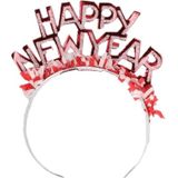 3x stuks haarband Happy New Year rood voor volwassenen - Diadeem hoofdband happy newyear