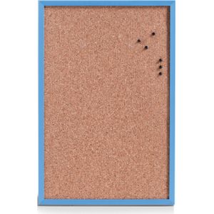 Zeller prikbord/memobord incl. punaises - 40 x 60 cm - blauw - kurk