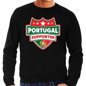 Portugal supporter schild sweater zwart voor heren - Portugal landen sweater / kleding - EK / WK / Olympische spelen outfit
