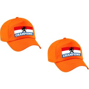 4x stuks Nederland fan pet / cap oranje - champions - kinderen - Ek / Wk - Holland supporter petje / kleding