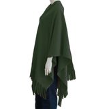 Boris Luxe omslagdoek/poncho -  donker groen - 180 x 140 cm - fleece - Dameskleding accessoires