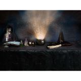 Set van 2x stuks heksenketels/kookpotten zwart kunststof  18 x 14 cm - Halloween versiering/decoratie en verkleed accessoires