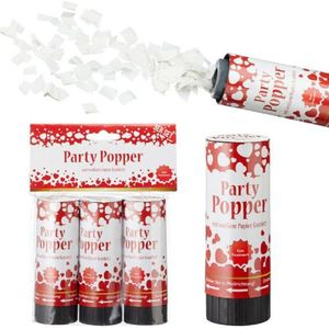 Set van 6x stuks set van 3x party poppers/confetti shooters valentijn/bruiloft wit 10 cm - Huwelijk/valentijnsdag