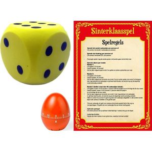 Sinterklaas Spel met Gele Dobbelsteen en Timer/Wekker/Alarm - Pakjesavond Sinterklaasspel Dobbelstenen set