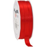 2x rollen satijn sierlint/cadeaulint - groen en rood - 1 cm x 25m