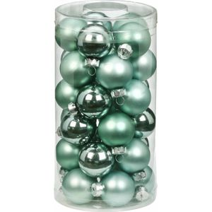60x Mint groene kleine glazen kerstballen 4 cm glans en mat - Kerstboomversiering mint groen