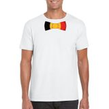 Wit t-shirt met Belgie strikje heren - Belgie supporter