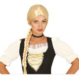 Fiestas Guirca Verkleed pruik lang met vlecht - blond - voor dames - one size