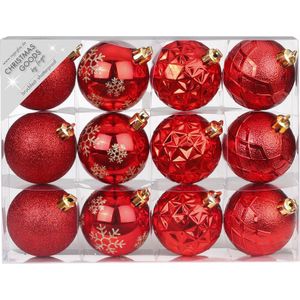 Set van 36x luxe rode kerstballen 6 cm kunststof mat/glans - Onbreekbare plastic kerstballen - Kerstboomversiering rood
