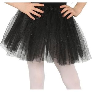 Petticoat/tutu rokje zwart 31 cm voor meisjes - Tule onderrokjes zwart voor kinderen