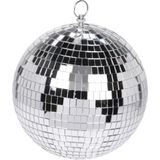 4x Grote zilveren disco kerstballen discoballen/discobollen glas/foam 12 cm - Discoballen kerstballen - kerstversiering