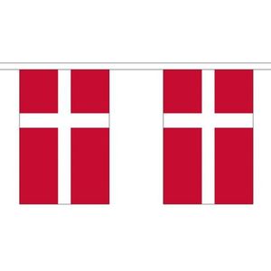 2x Buiten vlaggenlijn Denemarken 3 meter - Deense vlag - Supporter feestartikelen - Landen decoratie en versieringen