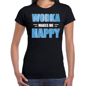 Wodka makes me happy / Wodka maakt me gelukkig drank t-shirt zwart voor dames - wodka drink shirt - themafeest / outfit