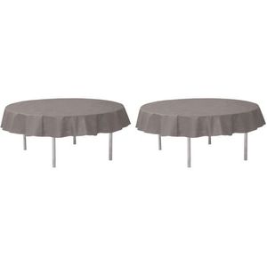 2x Grijze ronde tafelkleden/tafellakens 240 cm non woven polypropyleen Opaque Grey - Grijze tafeldecoraties - Grijs thema