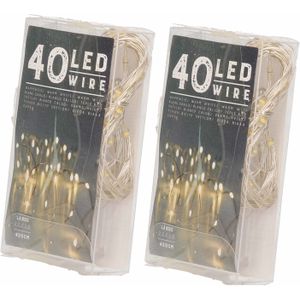 Set van 6x stuks draadverlichting lichtsnoeren met 40 lampjes warm wit 420 cm - Lichtdraden/lichtsnoeren - kerstverlichting