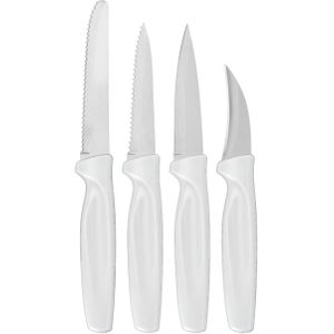 12-delige RVS messenset met wit kunststof handvat - Keukengerei - Messen/mesjes - Keukenmessen - Schilmes