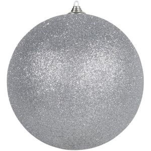 Othmar Decorations Grote decoratie kerstbal - zilver glitters - 25 cm - kunststof - kerstversiering