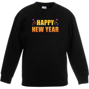 Oud en nieuw sweater/ trui Happy new year zwart heren - Nieuwjaars kleding