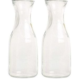 2x Glazen water/sap/wijn karaffen van 0,5 liter - Karaf glas voor op tafel/keuken artikelen