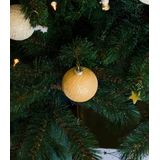 6x Witte en gouden kerstballen 6,5 cm Cotton Balls - Kerstversiering - Kerstboomdecoratie - Kerstboomversiering - Hangdecoratie - Kerstballen in de kleur wit en goud